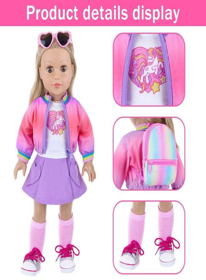 ZITA ELEMENT American 18 Inch Doll Clothes and Makeup Accessories Set - Dolls Makeup and Outfit Playsets Bundle with Rainbow Backpack and Fashion Essentials (Doll NOT Included) - Image 4